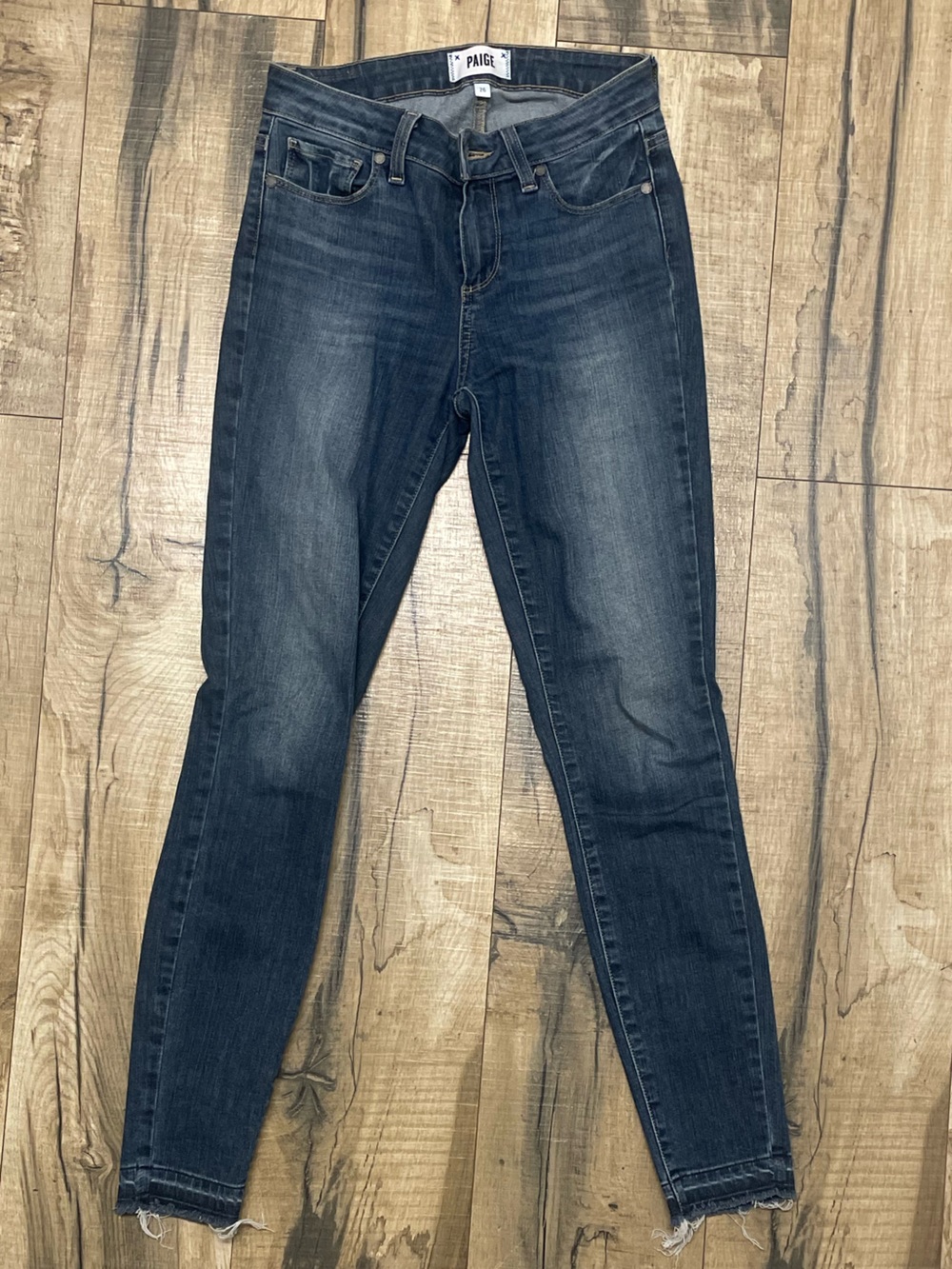 PAIGE Dark Blue Skinny Jeans - Faded Stretch Denim